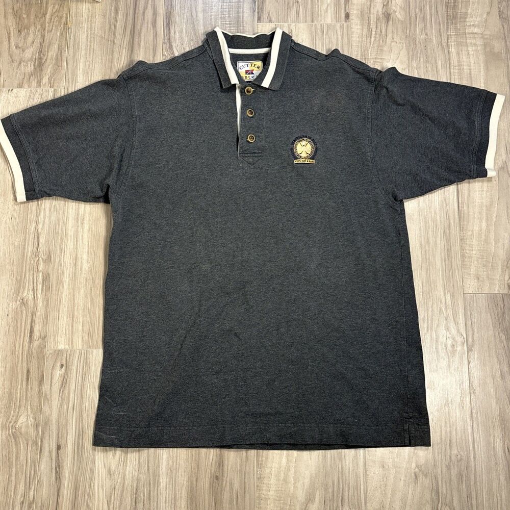 Cutter And Buck Grey Embroidered Logo PGA Golf Polo Size XL